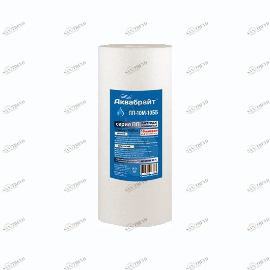 Картридж Аквабрайт для мех. очист. воды, 10 мкр, BIG Blue 10ВВ вспен.полипроп., 8000л  ПП-10 М-10 ББ 129296 31618