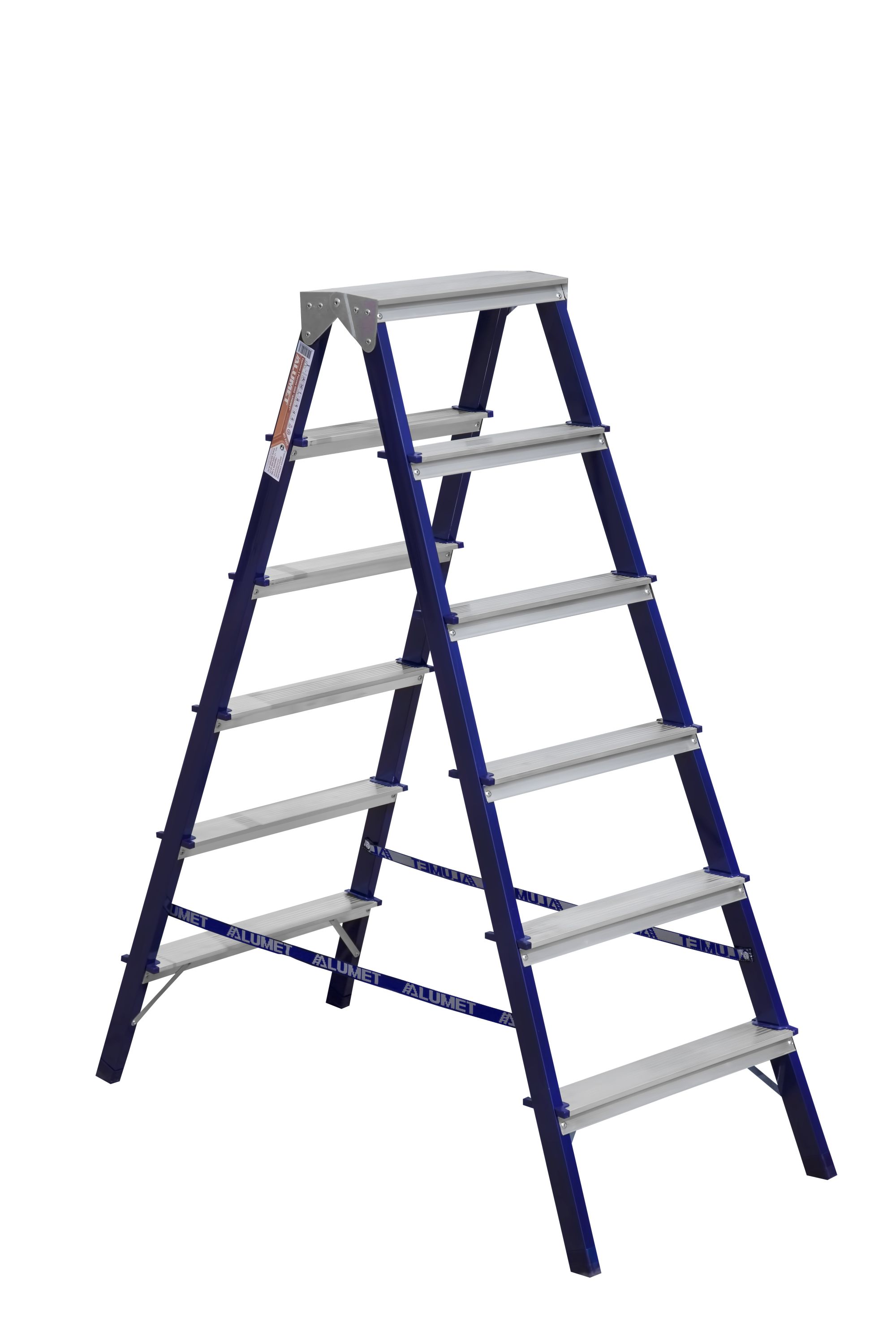 Стремянка стальная двухсторонняя с алюминиевыми ступенями MD 8206 ALUMET  - Вид №2