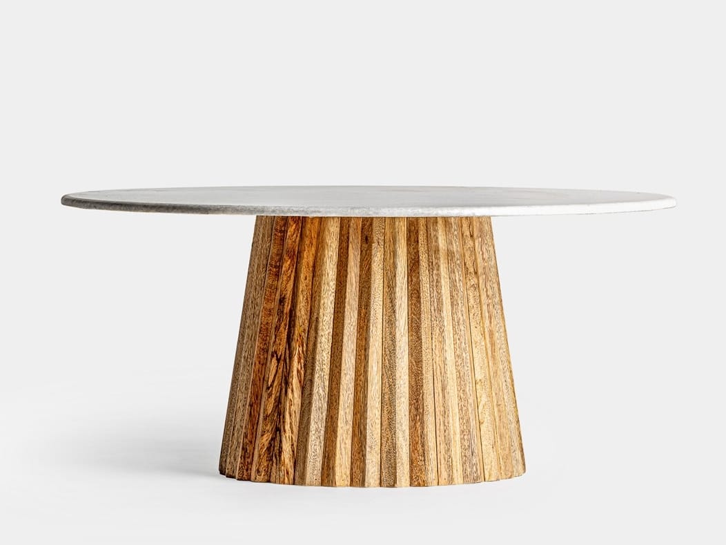 Круглый стол из дерева манго и мрамора Vical Home Plissé Wood ARCH-00024616