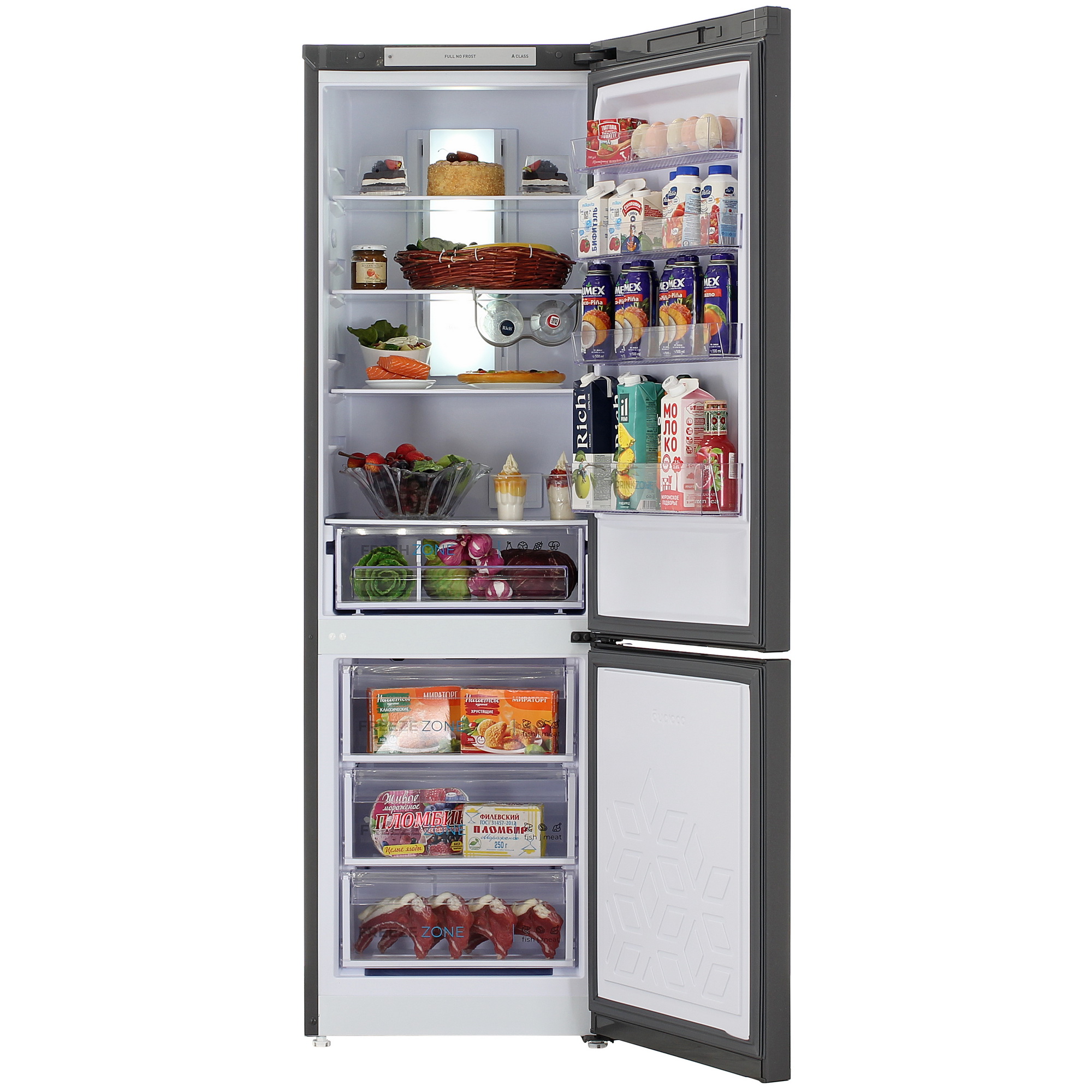 9055877 Холодильник с морозильником   Бирюса W960NF серый STDN-0115070 - Вид №5