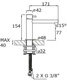 MINA Смеситель для умывальника из нержавеющей стали, однорычажный, с аэратором Stiriana sun-id-1445441 - Вид №1