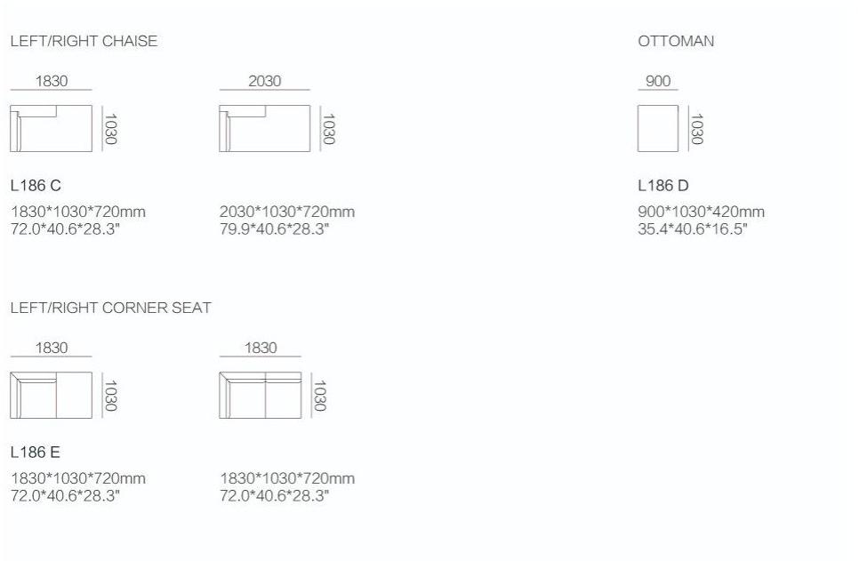 HC28 Cosmo Секционный кожаный диван  L186  - Вид №3