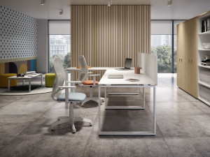 Угловой секционный стол с разделительными панелями