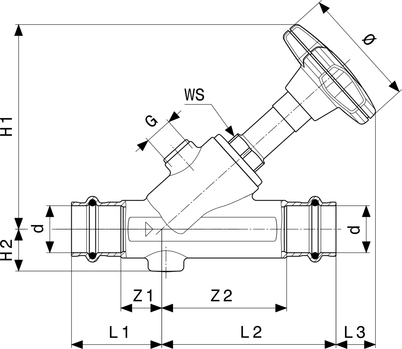 756 888 Модель 2237.5 Трубопроводные системы  Sanpress  Бронзовые запорные вентили, с 2017 Santreyd  - Вид №3