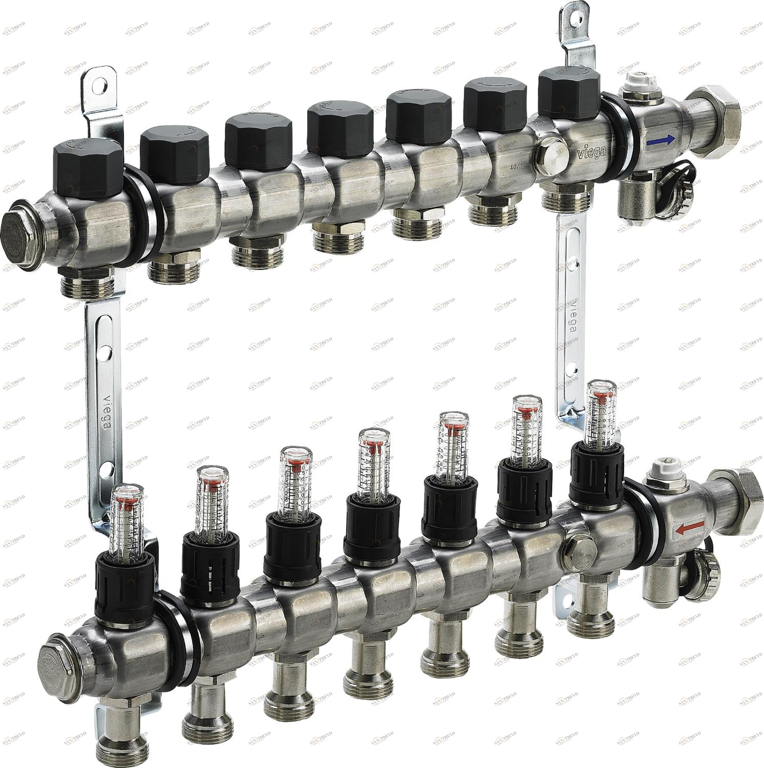 696 054 1) Модель 1005 Трубопроводные системы  Fonterra панельное отопление  Коллекторы  Нержавеющая сталь Santreyd 