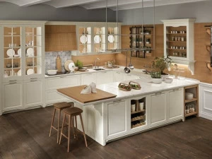Aster Cucine Оборудованная кухня из лакированного дерева с полуостровом Portrait