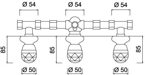 Rubinetteria Giulini Смеситель для душа на 3 отверстия с переключателем Persia crystal - persia F3815w3/s - Вид №1