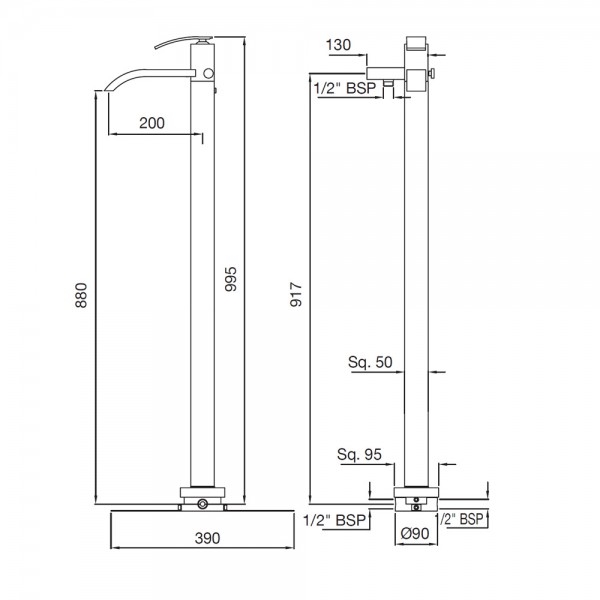 SIG-CHR-41121 Смеситель напольный однорычажный Artize Signac Хром  - Вид №1