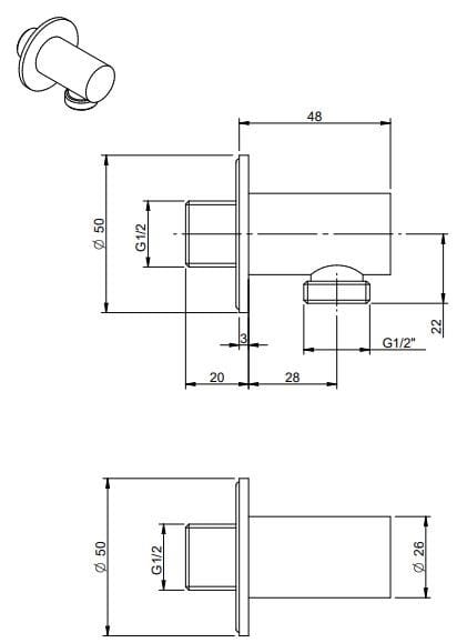 Набор для душа из латуни с насадкой для душа Rubinetterie Treemme T30 ARCH-00104830 - Вид №3