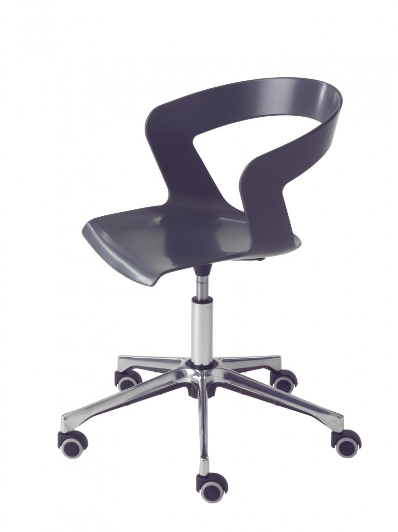 Ibis 002-DR Вращающееся кресло с 5-ю направляющими на колесиках, алюминиевая рама. Оболочка из технополимера. Et al. Ibis