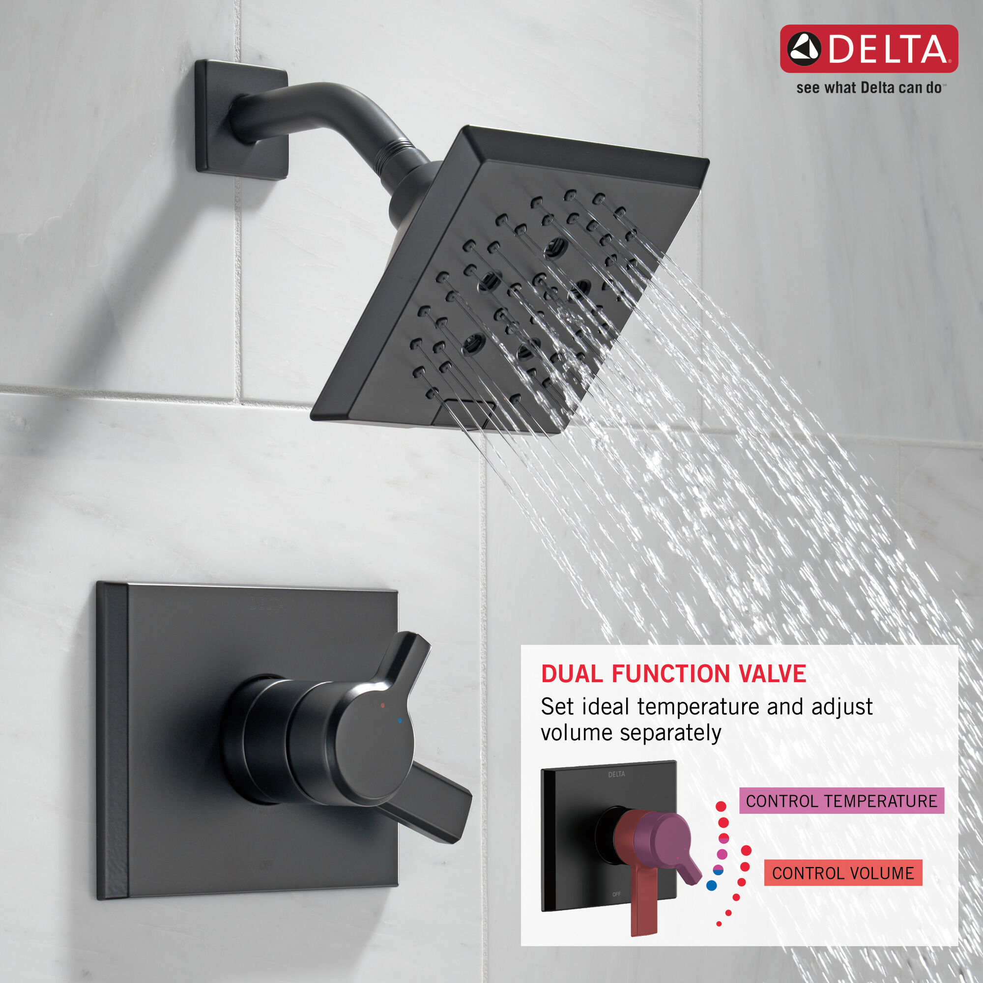T17299-BL Накладка для душа Monitor® 17 серии H2Okinetic® Delta Faucet Pivotal Матовый черный  - Вид №4