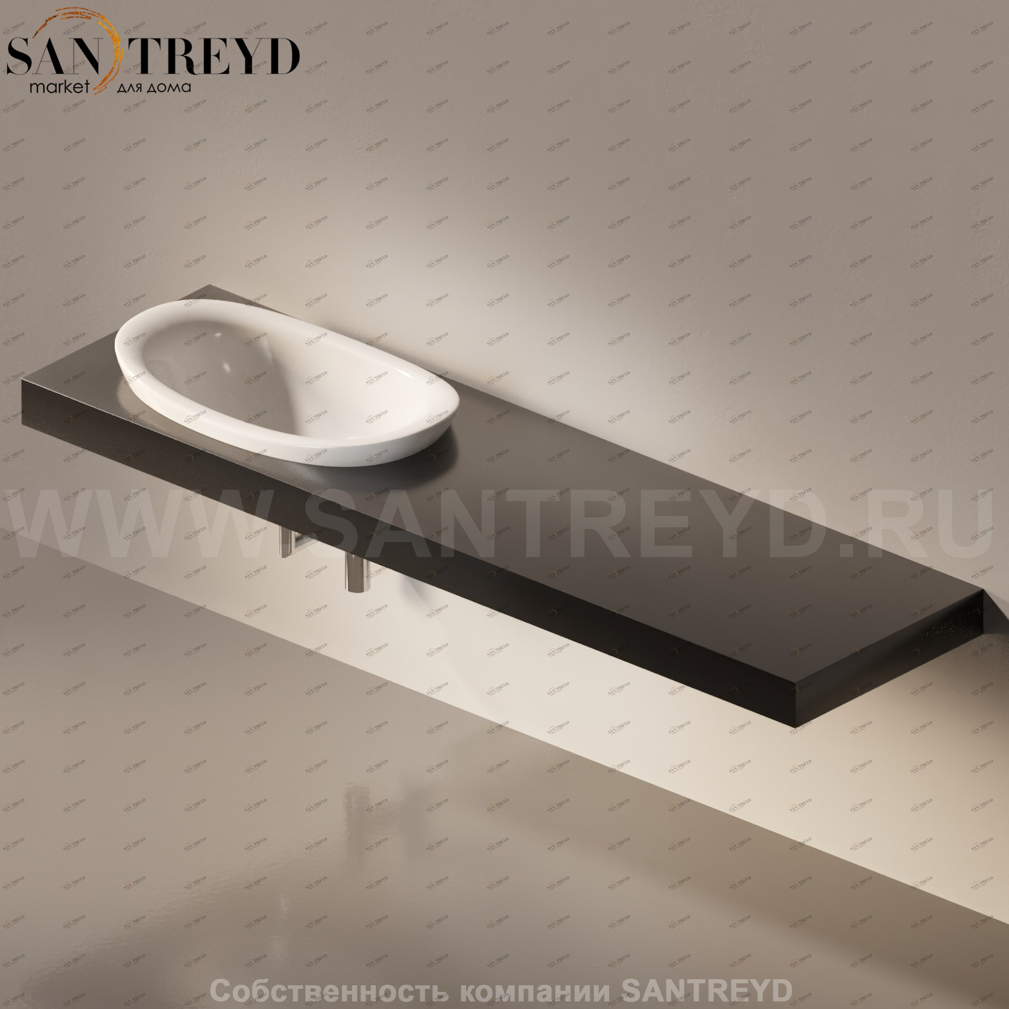 Flaminia IO e SI Столешница с отверстием под раковину от 100 до 250 см черная IO75M4.9017 Ceramica Flaminia IO75M49017