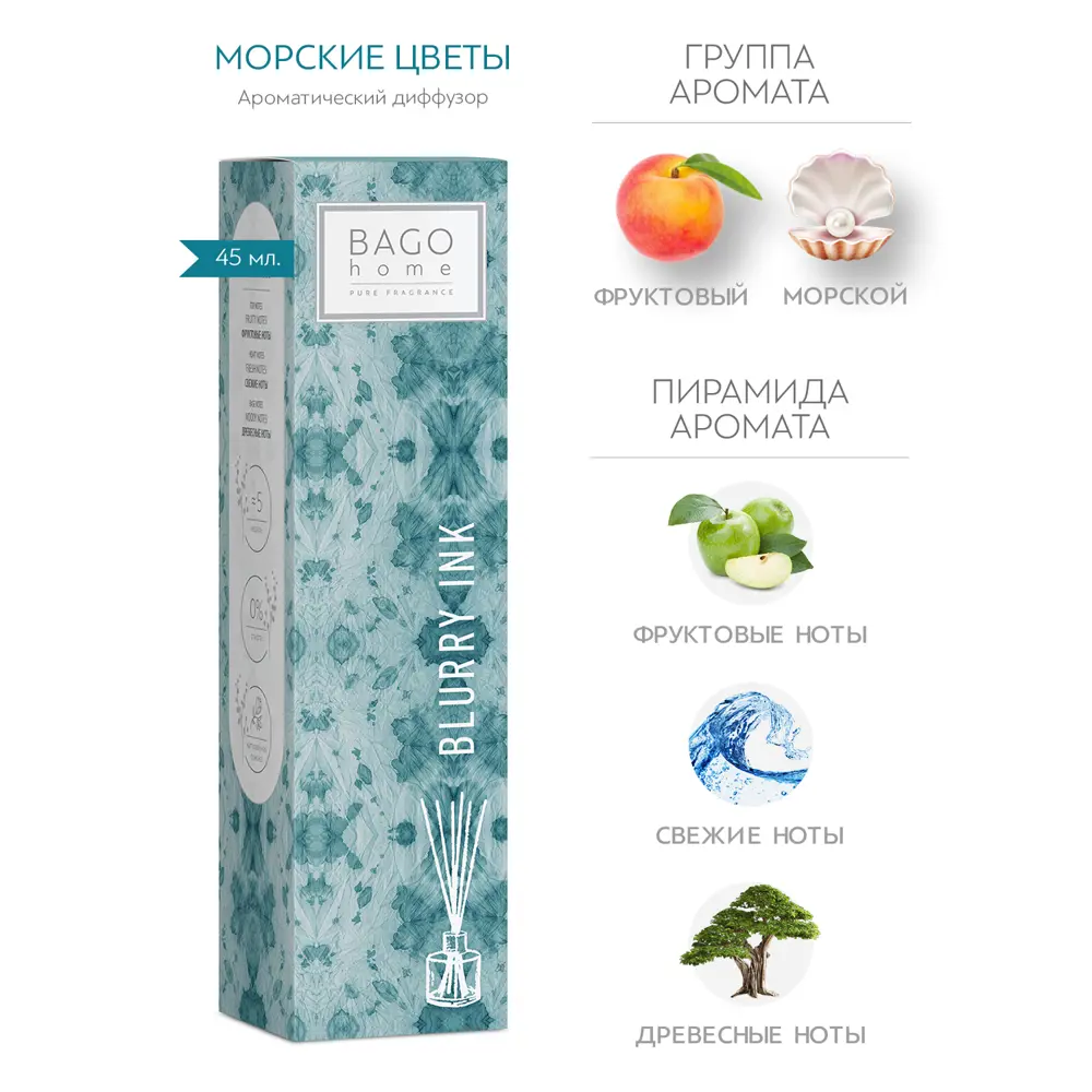 Ароматический диффузор Bago Home Морские цветы BGO0126 45 мл 87904897 STLM-2050908  - Вид №2