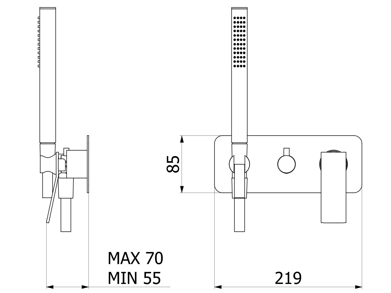 Однорычажный встраиваемый смеситель для душа с ручным душем IB Wave ARCH-00021460 - Вид №1
