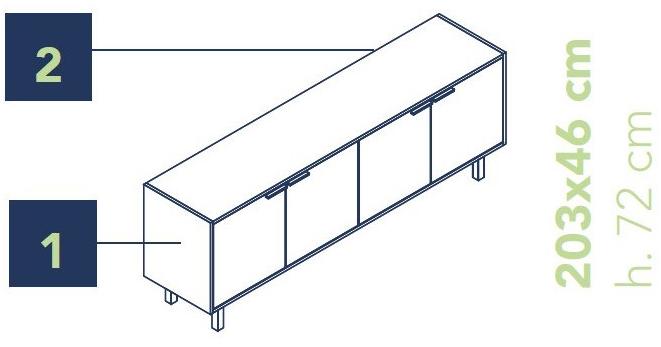 Bralco Модульный офисный блок из дуба с распашными дверями Loopy sun-id-1513848 - Вид №2