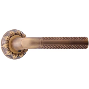 Ручки дверные на розетке Renz Леон, ЦАМ, цвет кофе