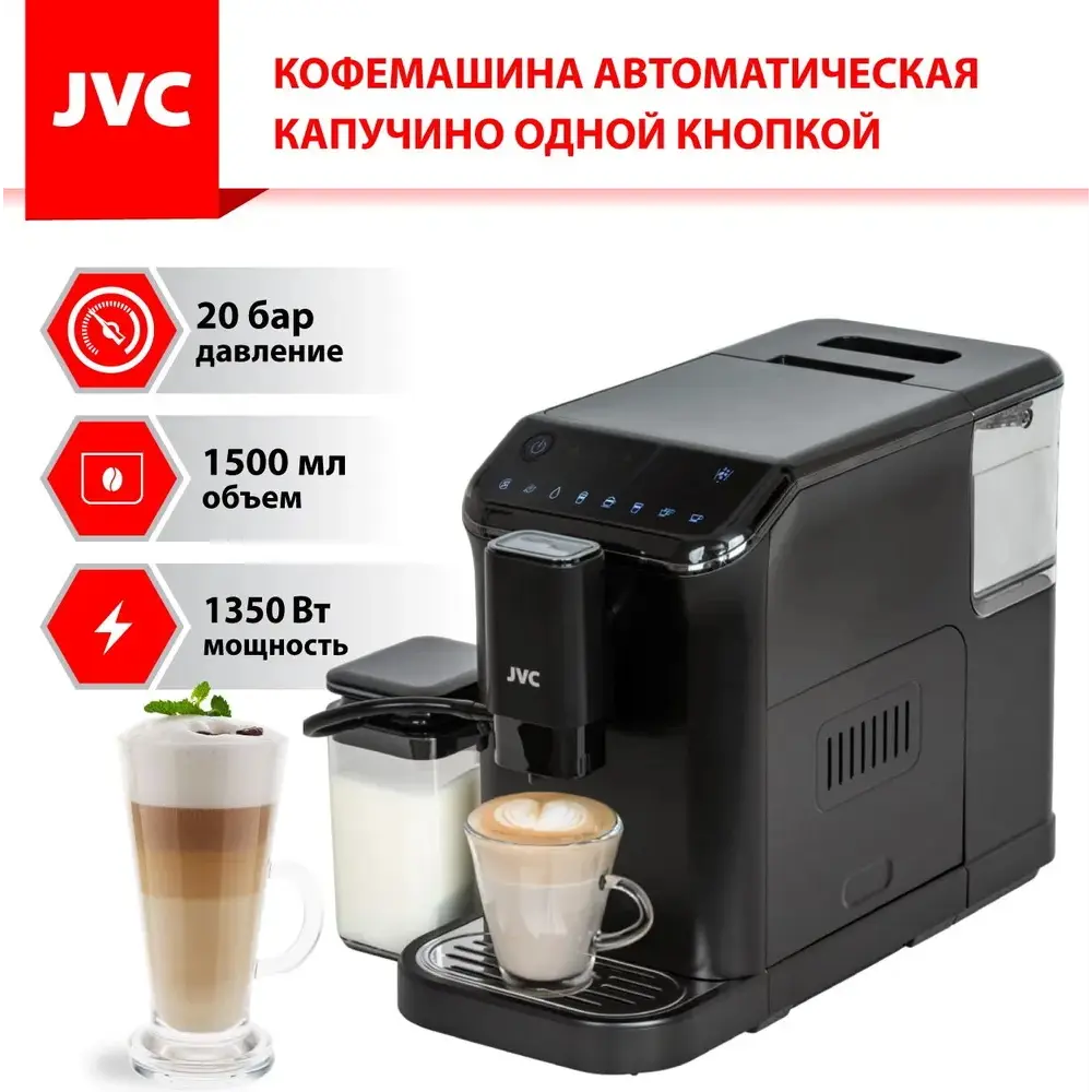 91606501 Рожковая кофеварка Jvc 24x37x51 см цвет черный STLM-0878948