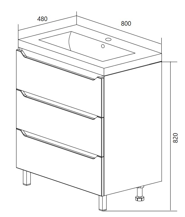 У57593 Тумба без раковины Кода 80Н 3в.я. МДФ 1 Marka Кода  - Вид №8