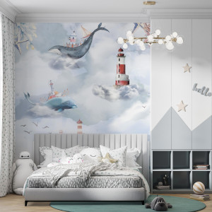 90569712 Фотообои Flying whales light виниловые 400х270 см STLM-0287674 ONPRINT