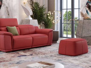 Кожаный прямоугольный пуф