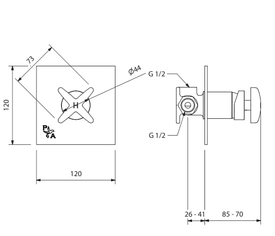 Встраиваемый смеситель для душа с одним отверстием Park Avenue Cross ARCH-00120930 - Вид №1