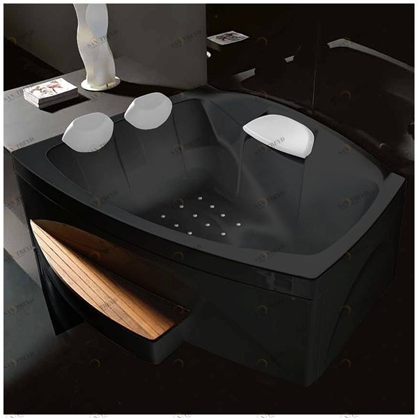 Ванна GRUPPO TREESSE Matrix Slim V763C-C  большая с подголовником глубокая с аэромассажем чёрная STAV763CC