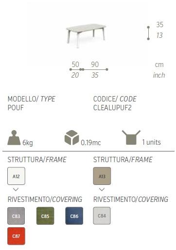 Talenti Прямоугольный садовый пуф Cleo alu sun-id-1376063 - Вид №2