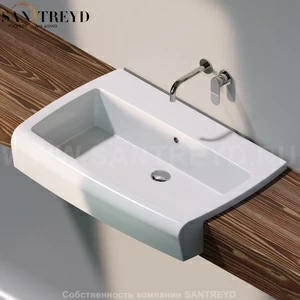 UNA90L.9016 Полувстраиваемая раковина консольная 50 см белая Flaminia Una