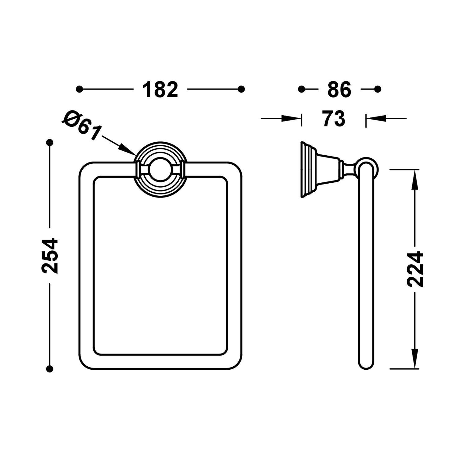 Вешалка для полотенец с квадратным кольцом-5246360951 TRES  - Вид №1