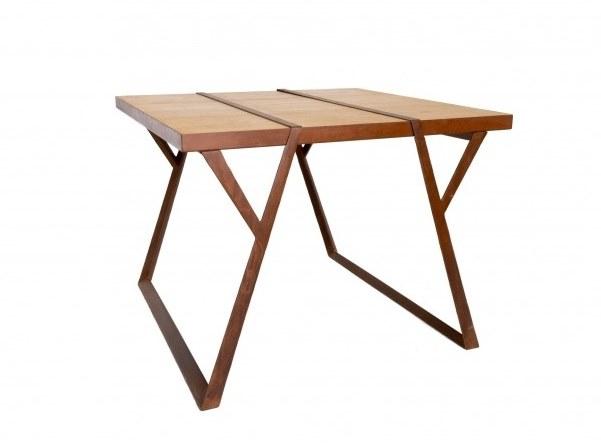 TrackDesign Квадратный стол из кортена и дерева  Tt0680000  - Вид №1