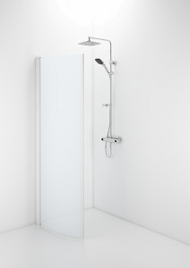 58900082 IFO Space изогнутые двери SBVF, белые лакированные профили, матовое стекло с профилем ручки, SBVF 900