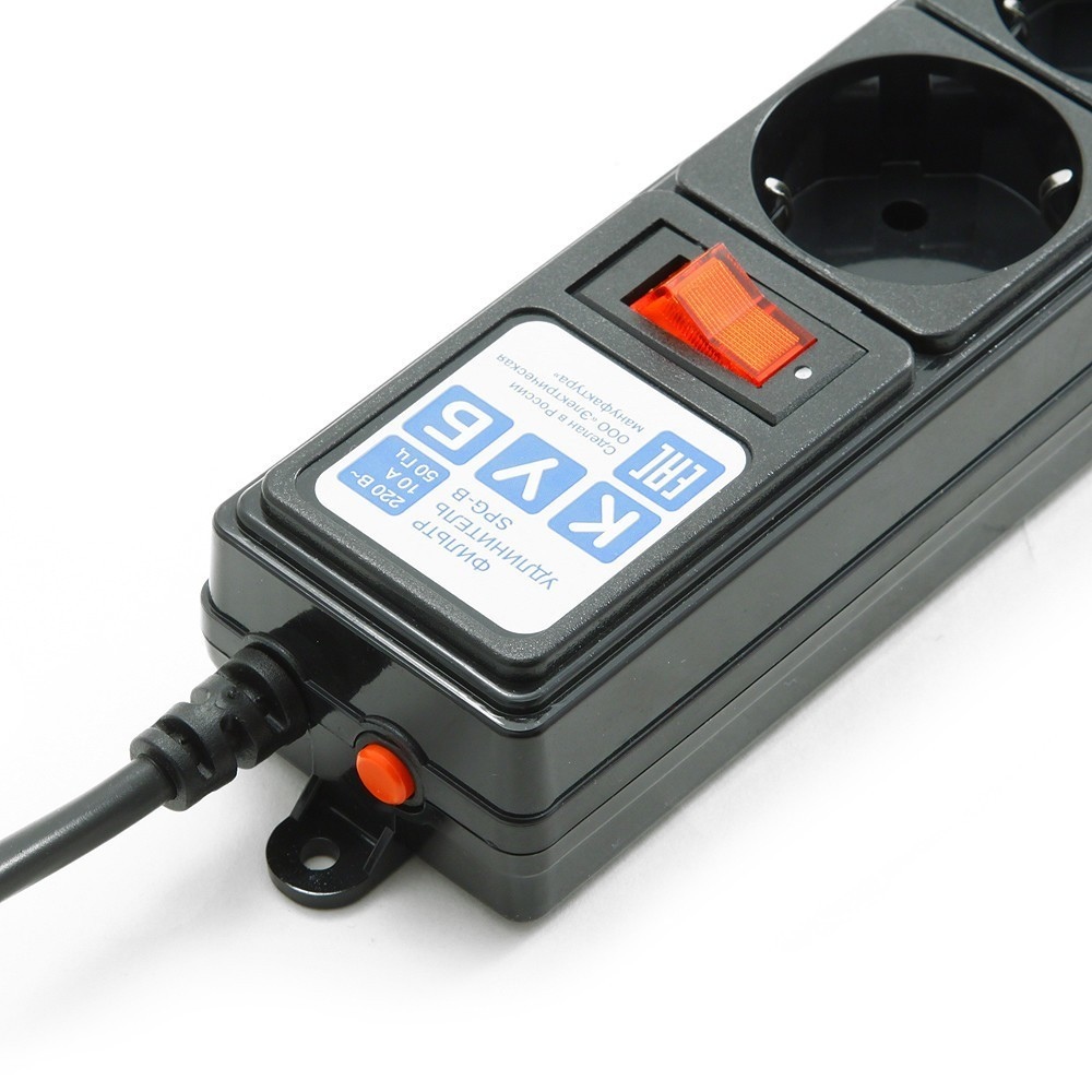 SPG-B-15-BLACK Surge protector power cube b 5.0 m 5 outlets (black) 10a / 2.2kw Электрическая мануфактура Santreyd  - Вид №1
