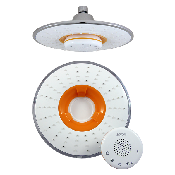 AGD 20.2109FO  Лейка для душа корпус - хром, душевая сетка - белый, декоративная вставка - оранжевый ARGO kran 