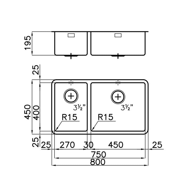 Раковина из нержавеющей стали с одной и половиной ванны Foster Ke ARCH-00097002 - Вид №2