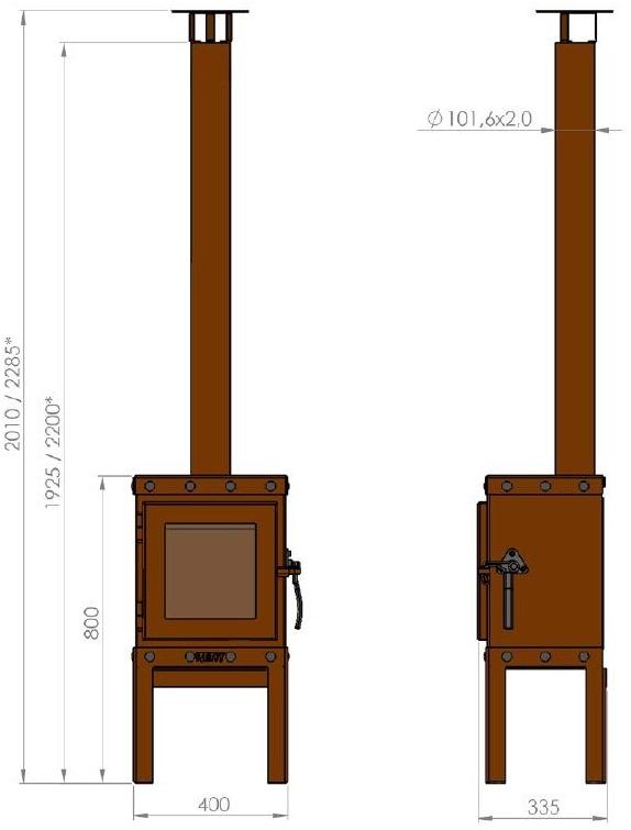 RB73 Отдельно стоящий закрытый дровяной камин из стали Corten ™  Rb-1002  - Вид №6