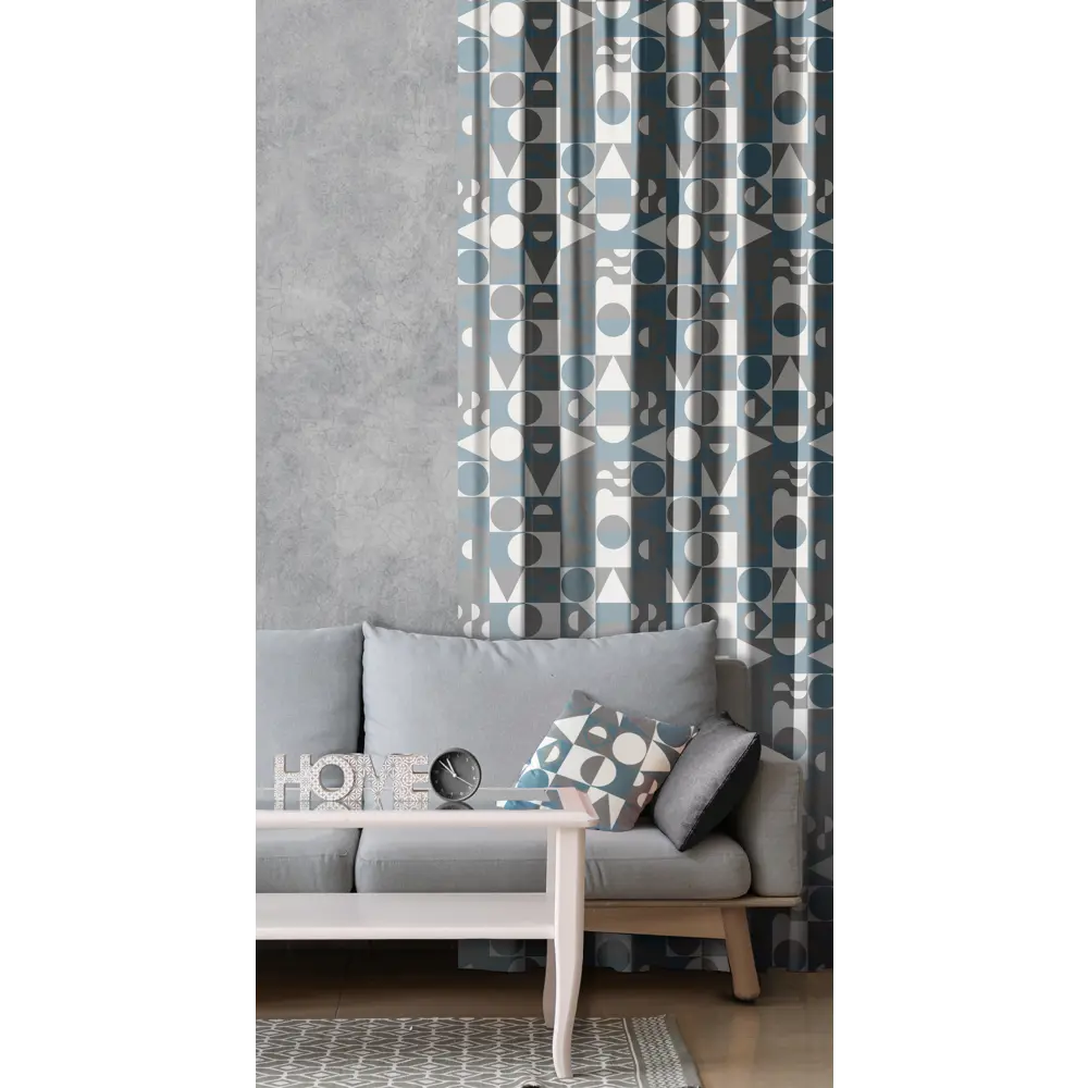 Штора на ленте Falma 140x280 см геометрия цвет серо-синий 84644017 STLM-2151541 SEASONS  - Вид №5