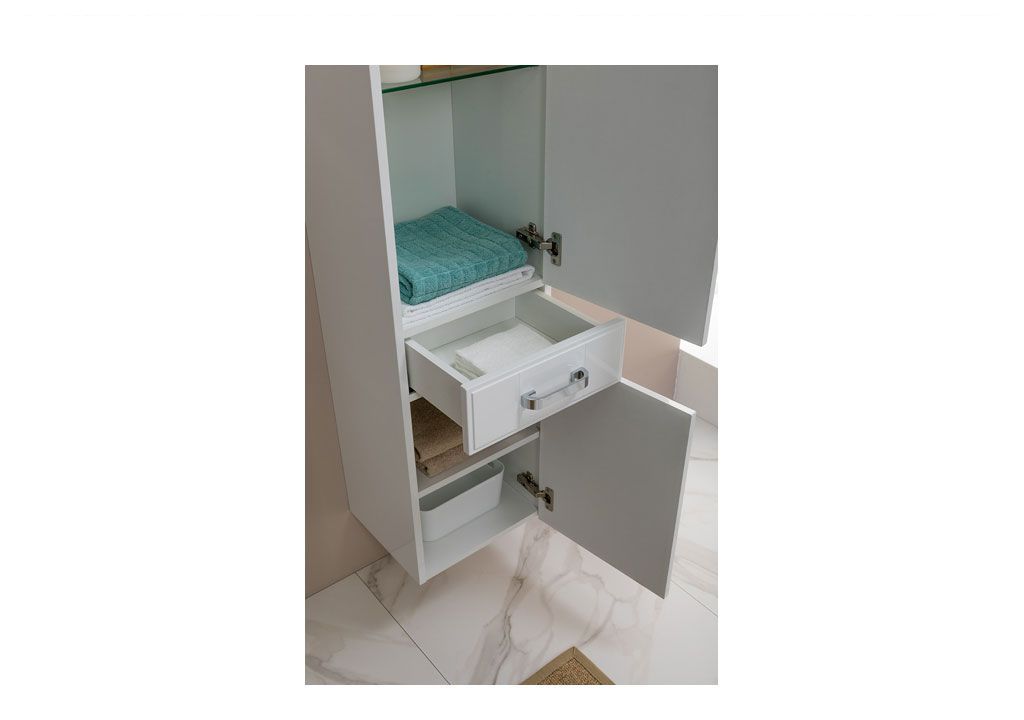 Шкаф-пенал для ванной Aquanet Рондо 35 белый (2 дверцы, 1 ящик) 00189159 - Вид №6