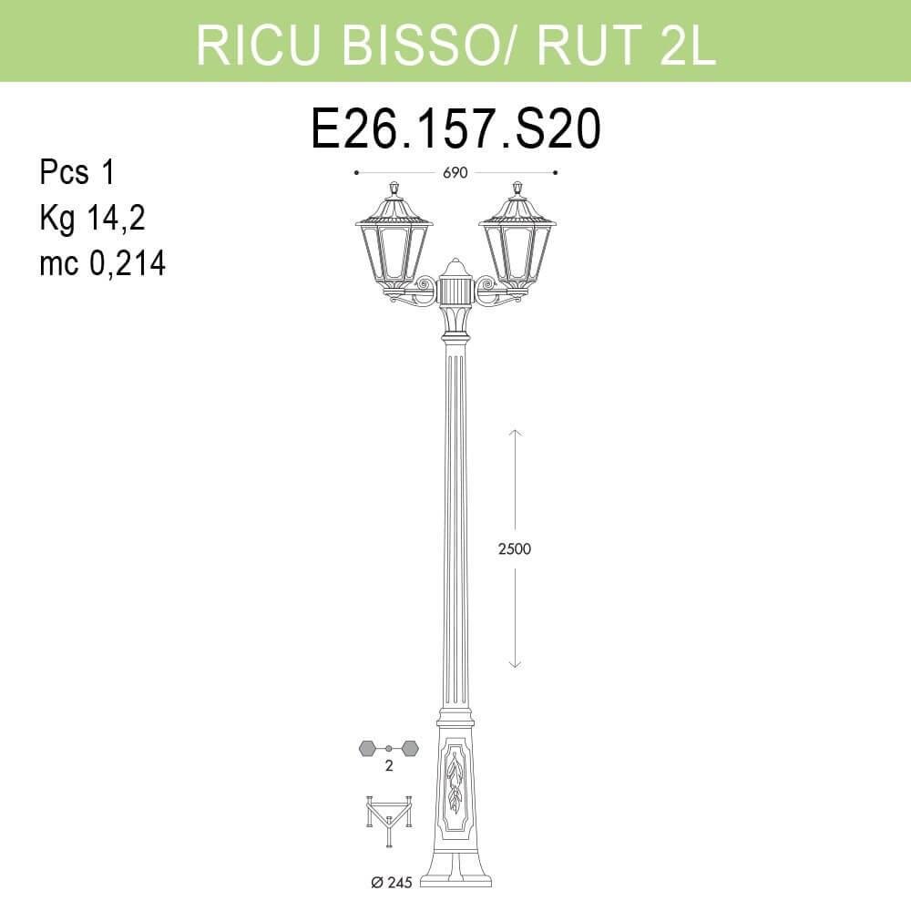 Уличный фонарь Fumagalli Ricu Bisso/Rut E26.157.S20.AYF1R FUMAGALLI ФОНАРЬ 268885 Черный  - Вид №1