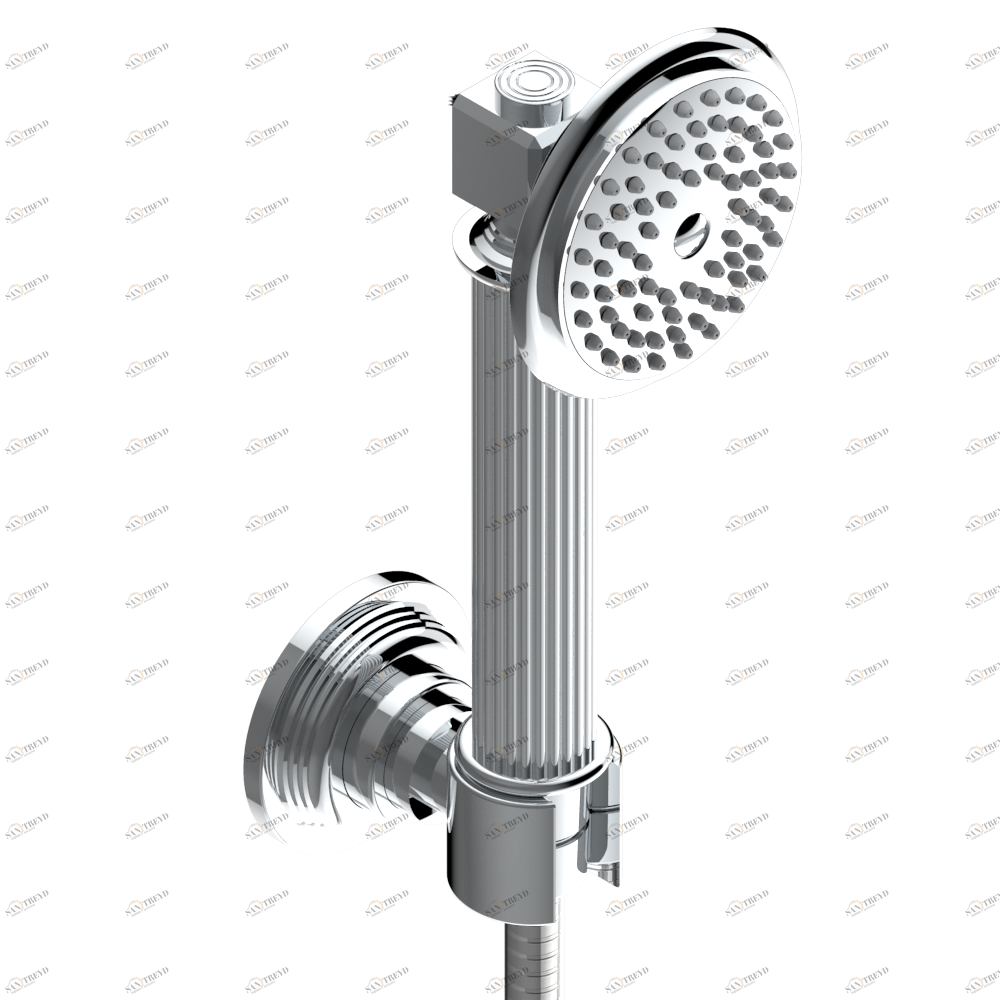 U9S-52A Душ ручной стильный встраиваемый в стену, шланг и стационарный кронштейн Thg-paris Grand central с ручками-рукоятками с белым ониксом Хром U9S 52A  A02 CAT.A