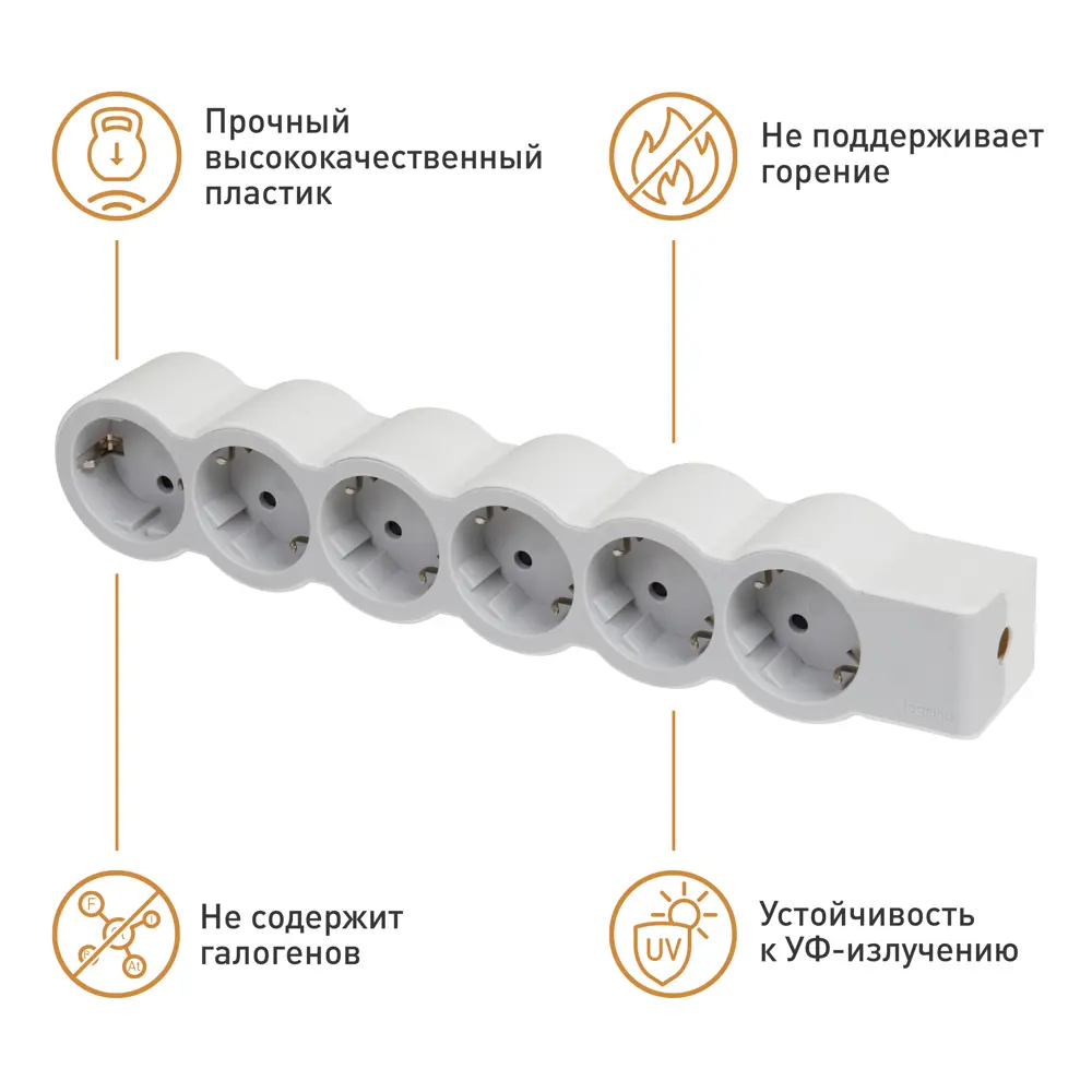 Колодка для удлинителя Legrand Стандарт 6 розеток с заземлением 3680 Вт цвет белый/серый 88499919 STLM-2173274  - Вид №5