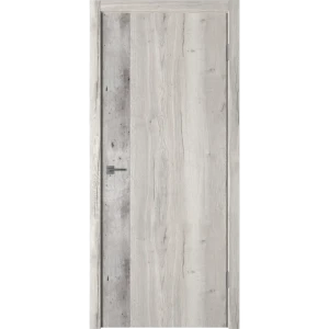 Дверь межкомнатная глухая Палладиум VR 80x200 см ПВХ цвет дуб галифакс сер./бетон краколет с замком и петлями