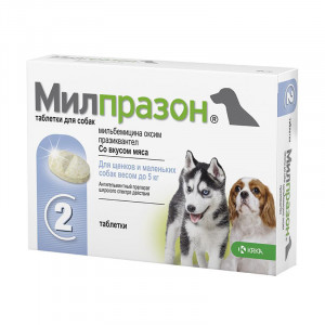 ПР0048423 Антигельминтик для щенков и собак Милпразон, 2 таблетки KRKA