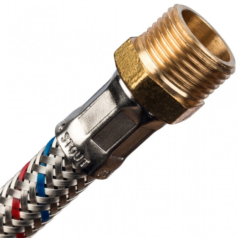 Гибкая подводка для воды НР 3/8 х ВР 1/2 STOUT - 600 мм SHF0067081015 - Вид №1