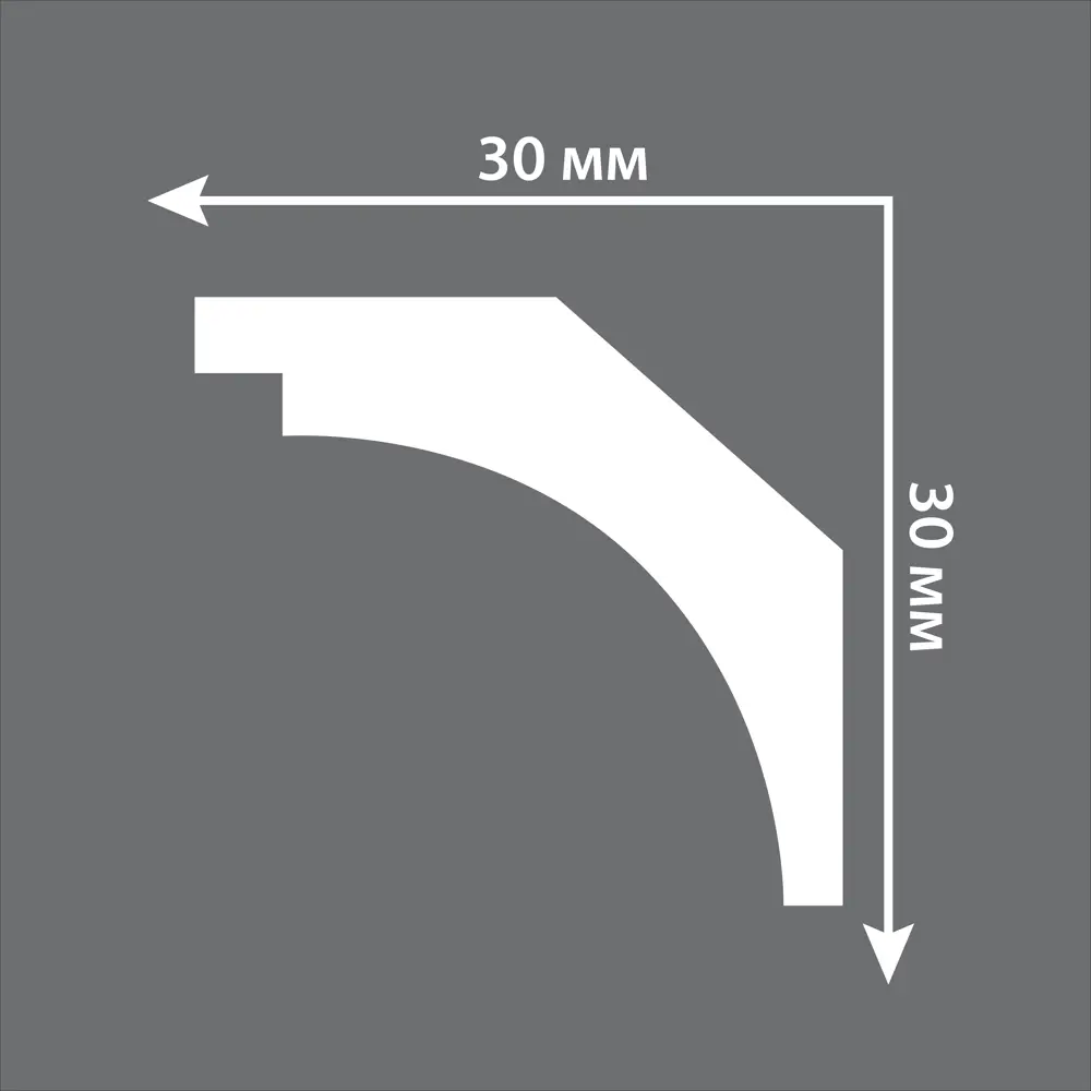 81965521 Плинтус потолочный полистирол ударопрочный Decomaster D115 белый 30x30x2000 мм STLM-0015787  - Вид №2