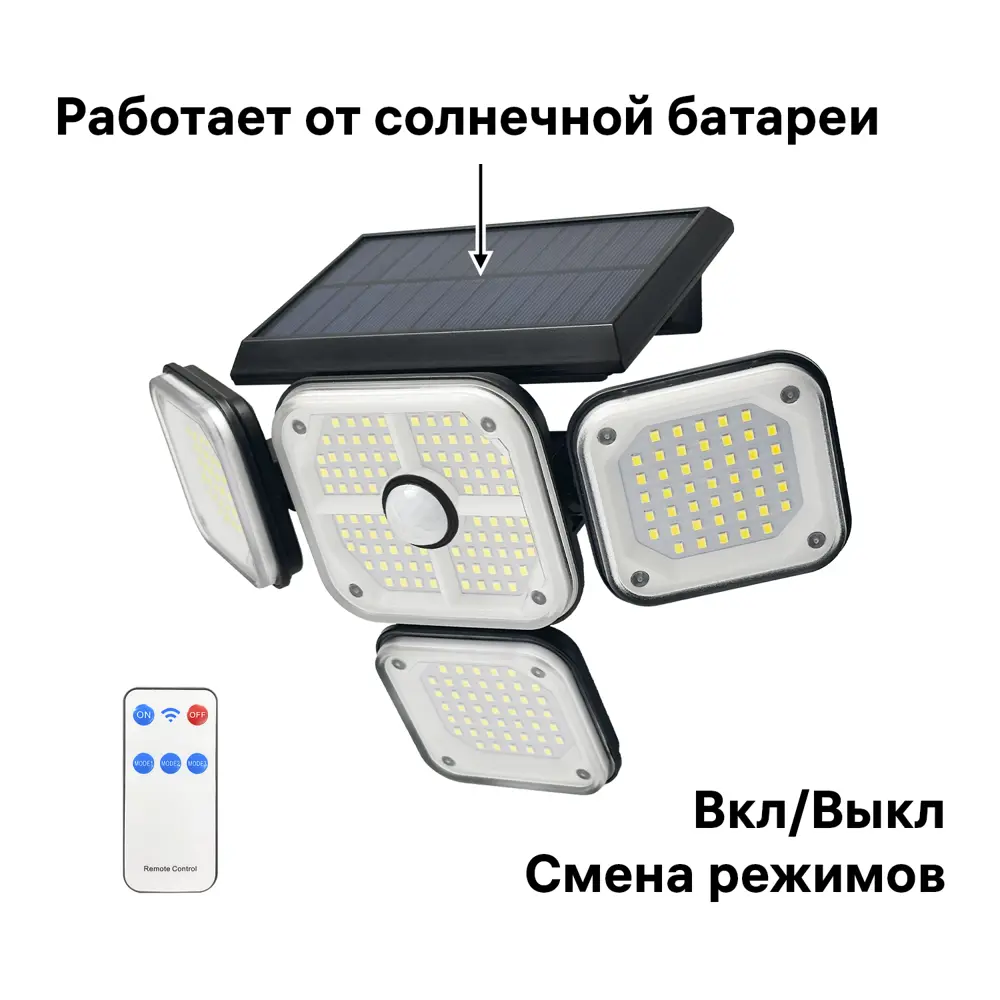 Светильник светодиодный уличный Duwi Solar LED PRO на солнечных батареях с ДУ 50Вт 6500К 1000Лм IP65 датчик движения черный STLM-2182937 - Вид №6