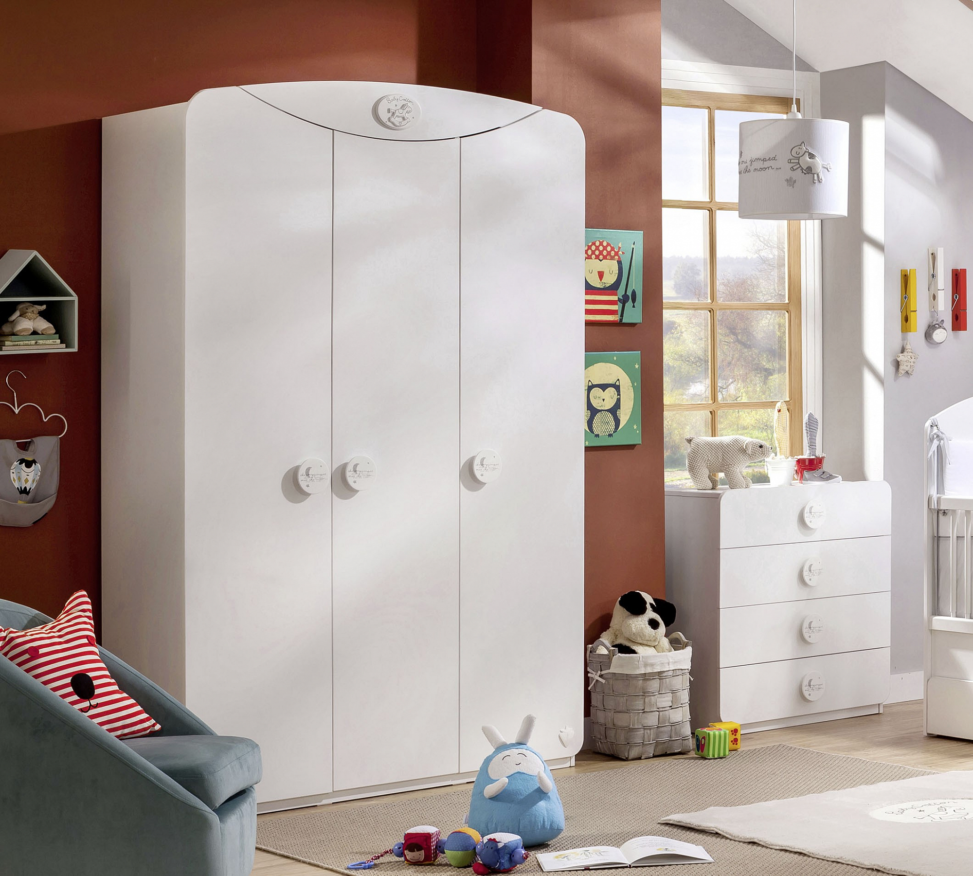 Шкаф белый трехстворчатый распашной Baby Cotton CILEK BABY COTTON 00-3832559 Белый Santreyd  - Вид №2