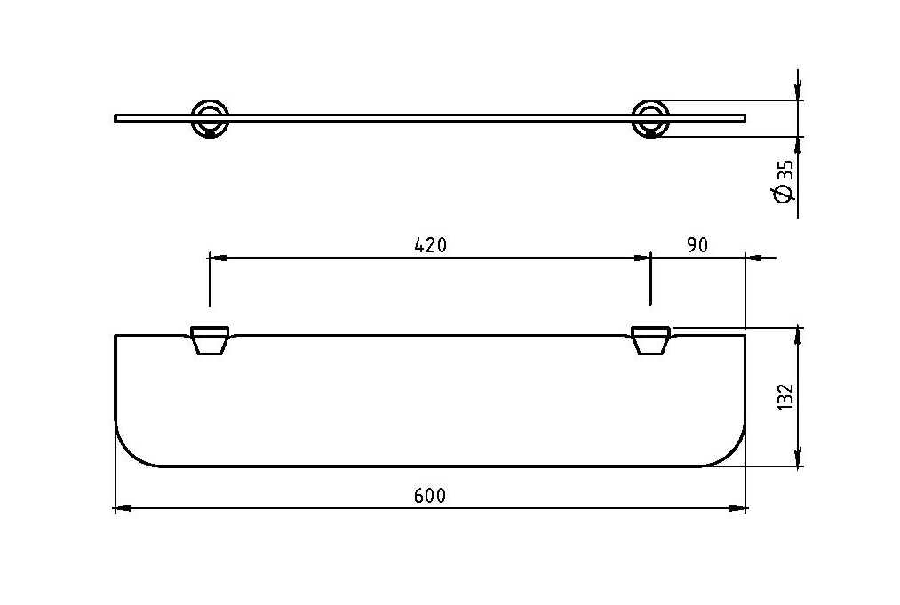 Полка стеклянная Novaservis Metalia 3 6352.0 хром 63520 - Вид №1