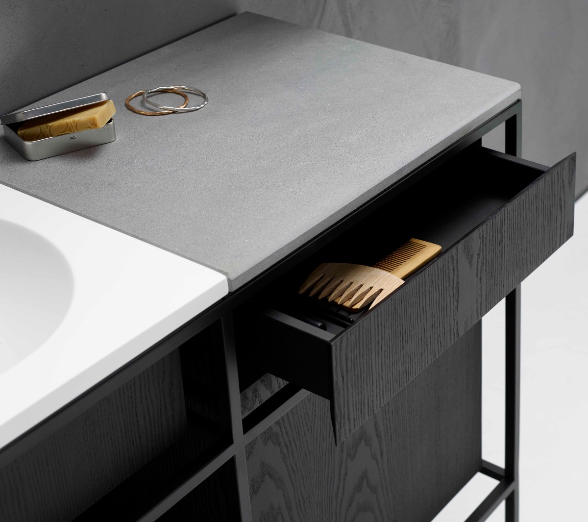 comp-composizione gs3b Подвесная раковина настенная прямоугольная Ex.T Frame черная - Вид №5