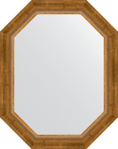 BY 7114 Зеркало в багетной раме - состаренная бронза с плетением 70 mm EVOFORM Octagon