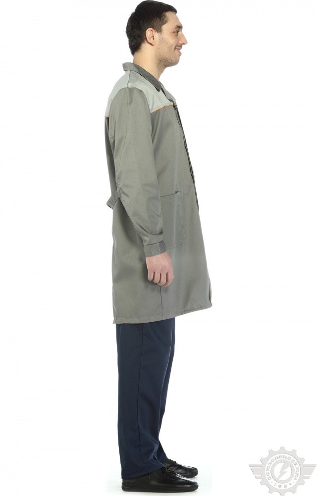 65754 Халат "Профессионал" мужской темно-серый со светло-серым  Одежда для обслуживающего персонала  размер 56-58/170-176 Спецодежда  - Вид №4